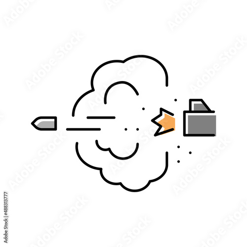 bullet expelling from gun barrel color icon vector illustration