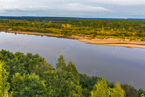 vyatka river from a high bank on an autumn day