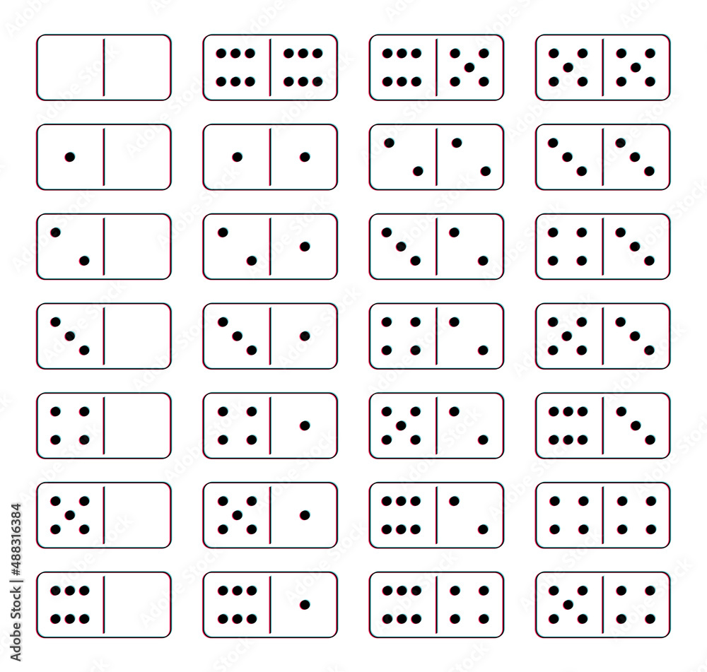 Premium Vector  Set white domino game block with shadow.