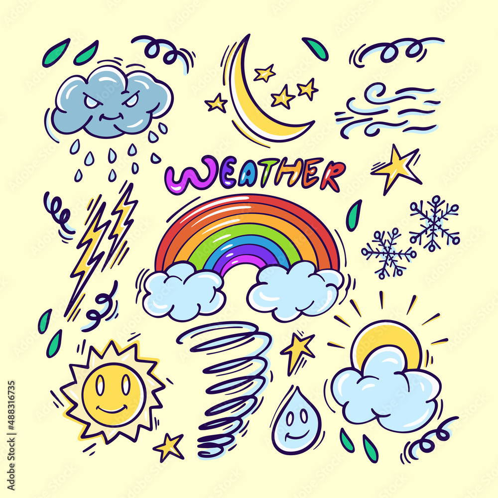 Weather Doodles Illustration Set
