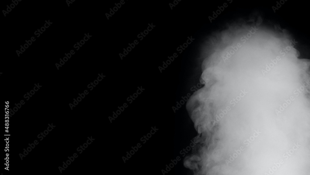 White smoke or fog isolated on black background.