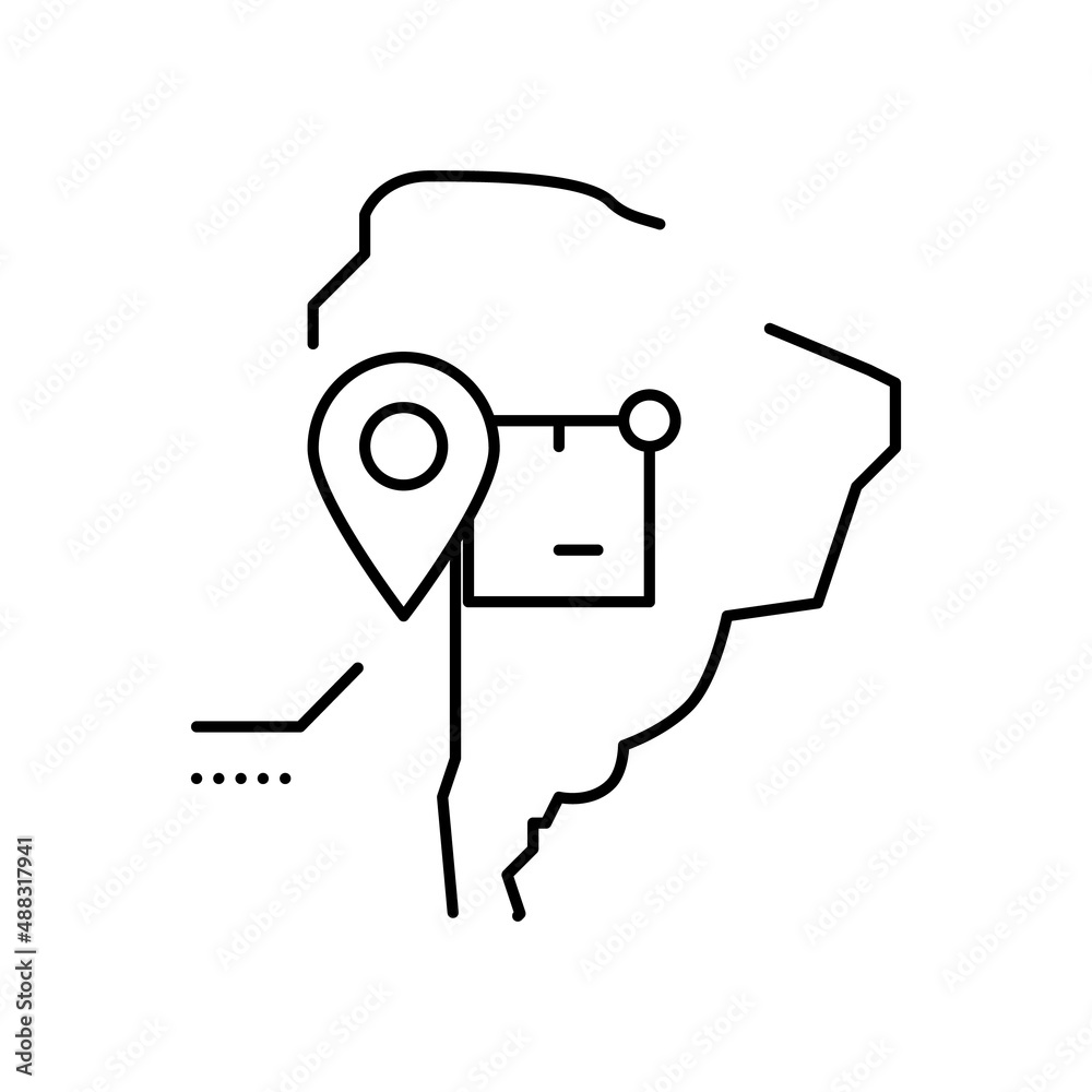 south america shipment tracking line icon vector illustration south america shipment tracking line icon vector illustration