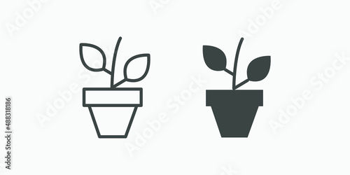 Obraz na plátně plant flower in pot icon vector