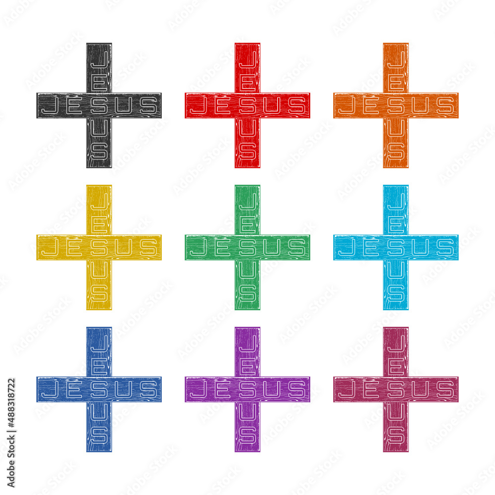 Obraz premium Jesus cross icon or logo, color set
