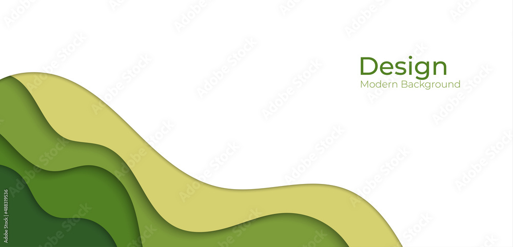 Fototapeta premium Abstract paper cut background green tone concept.