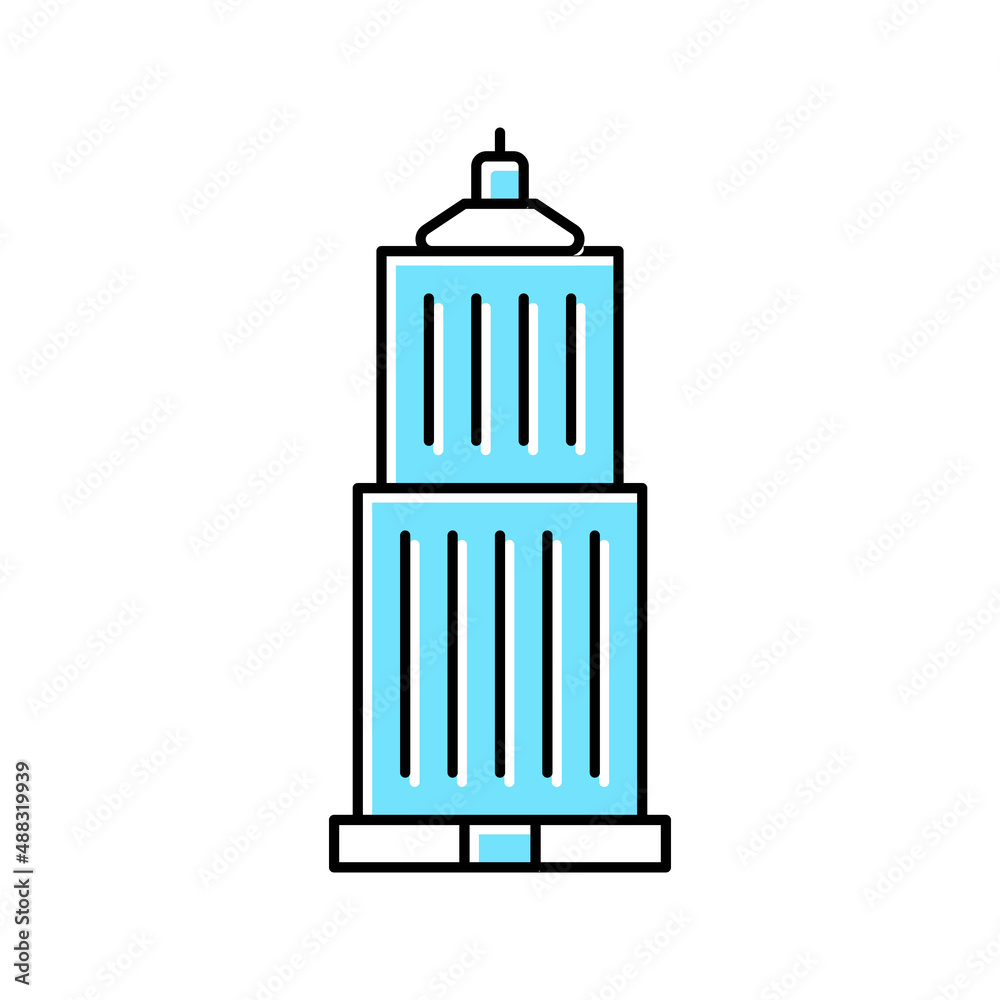 skyscraper business center building color icon vector illustration