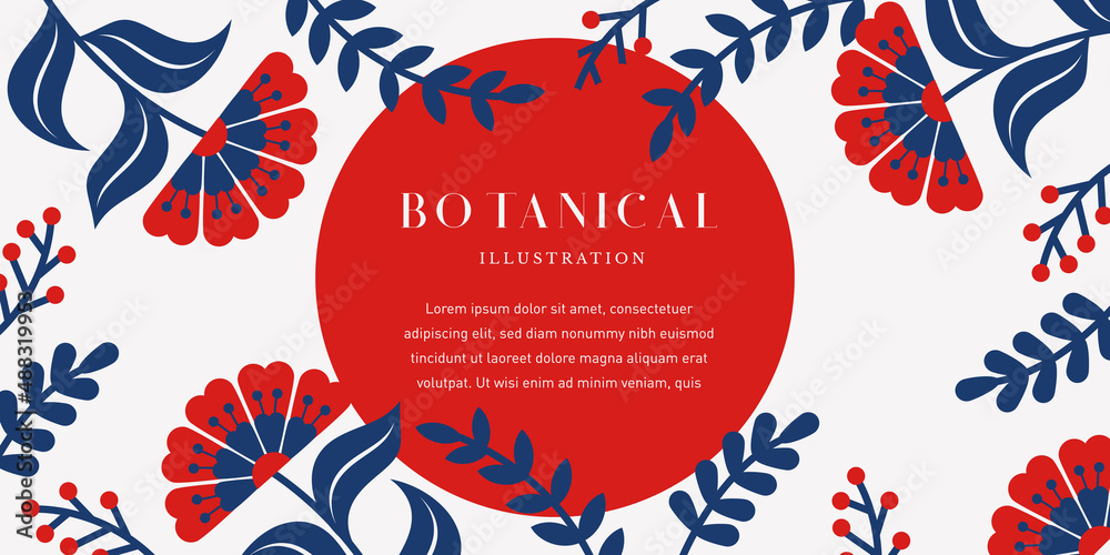 Obraz premium Red and Blue Botanical Background