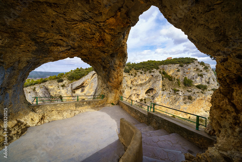 Rock windows through which you can see impressive views of the mountainous landscape. Devil's window, Cuenca. photo