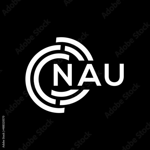 NAU letter logo design on black background.NAU creative initials letter logo concept.NAU vector letter design.