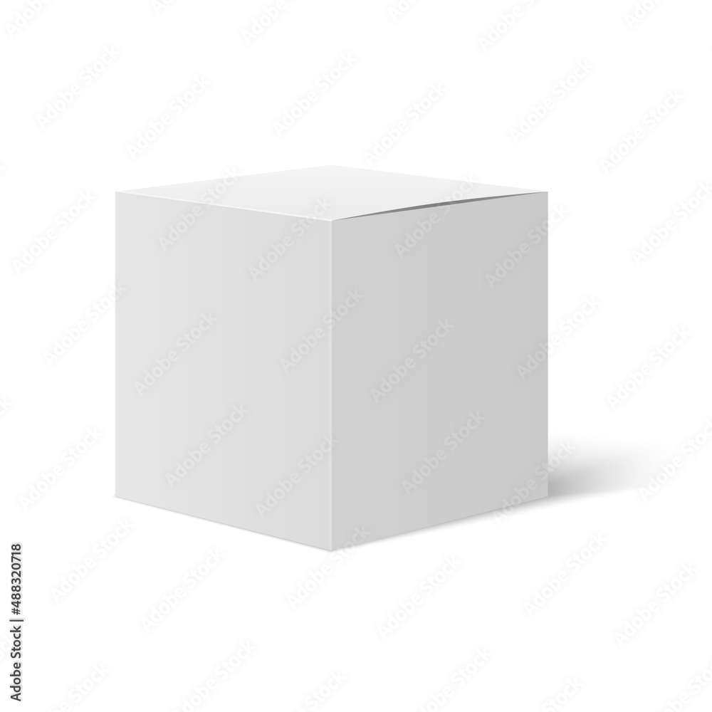 Square paper box mockup. White box mock up. 3D model with shadow. Square paper box mockup. White box mock up. 3D model with shadow.