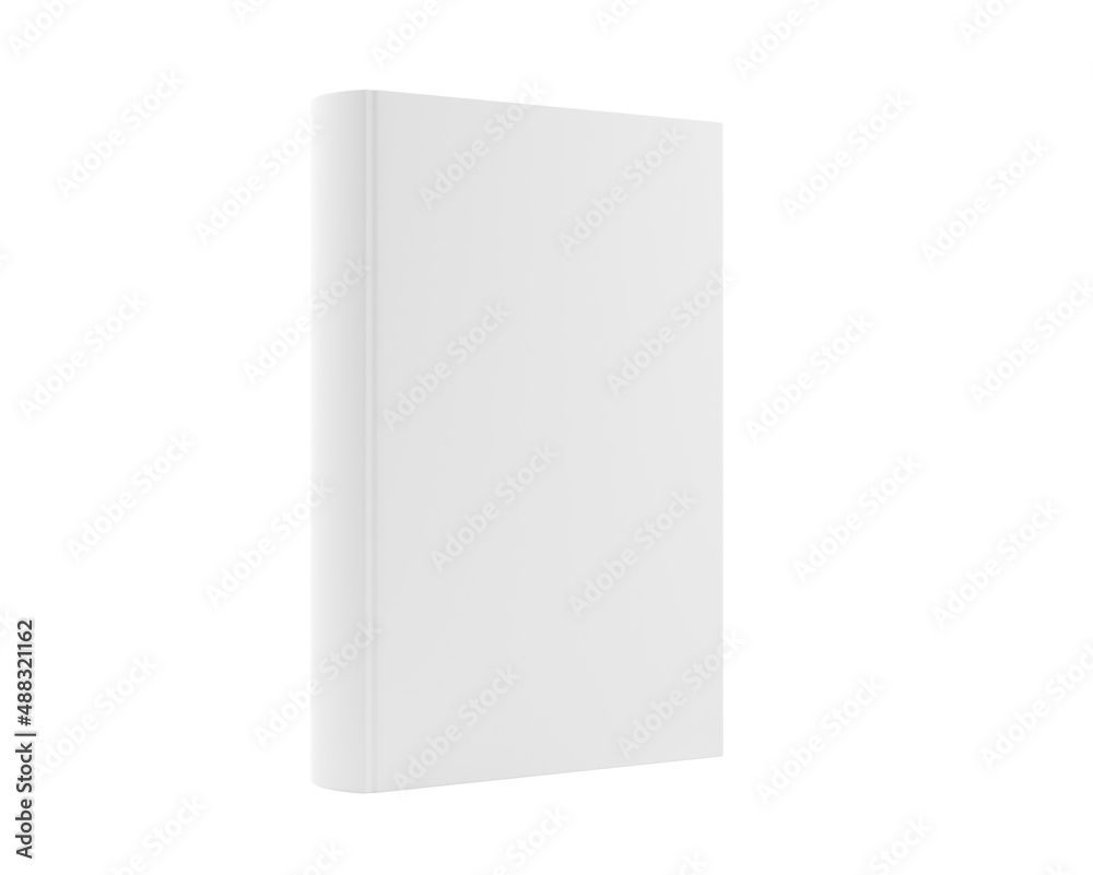 Single, white blank book template or mock up standing on white background with copy space Single, white blank book template or mock up standing on white background with copy space