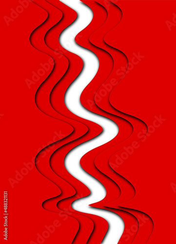 Abstract backround 3d with red and white lines and shadows