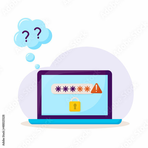 Login page with forgotten password. Concept of forgotten password, key, account access, blocked access, protection, account security.