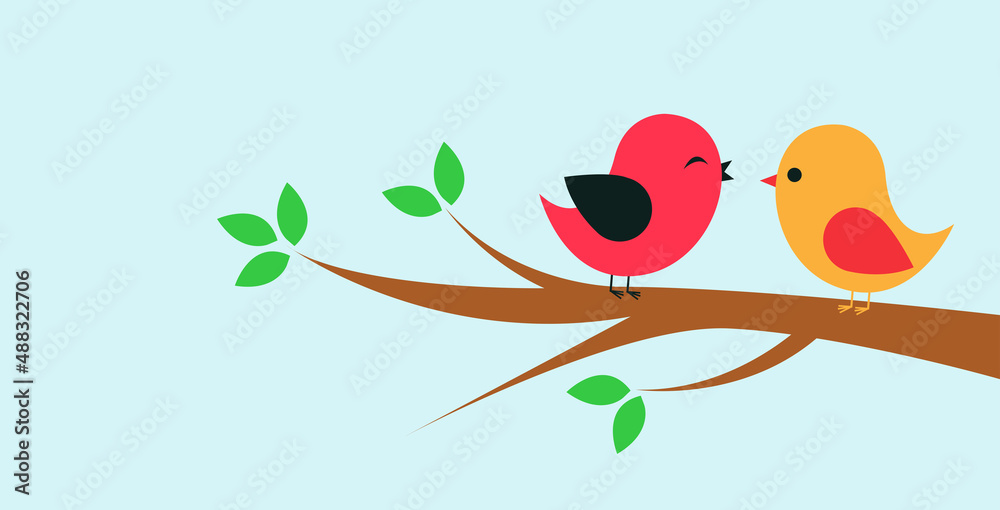 Bird with spring tree