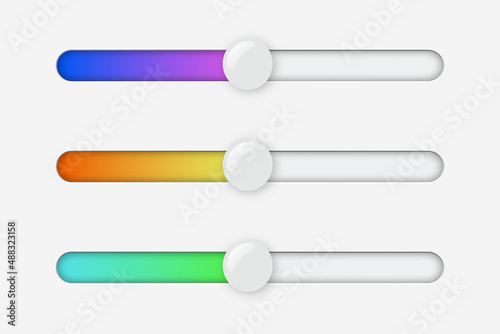 Scrollbars. Website design template scroll bars, computer ui scrolling tools vector elements, web rollover bar set isolated on white background