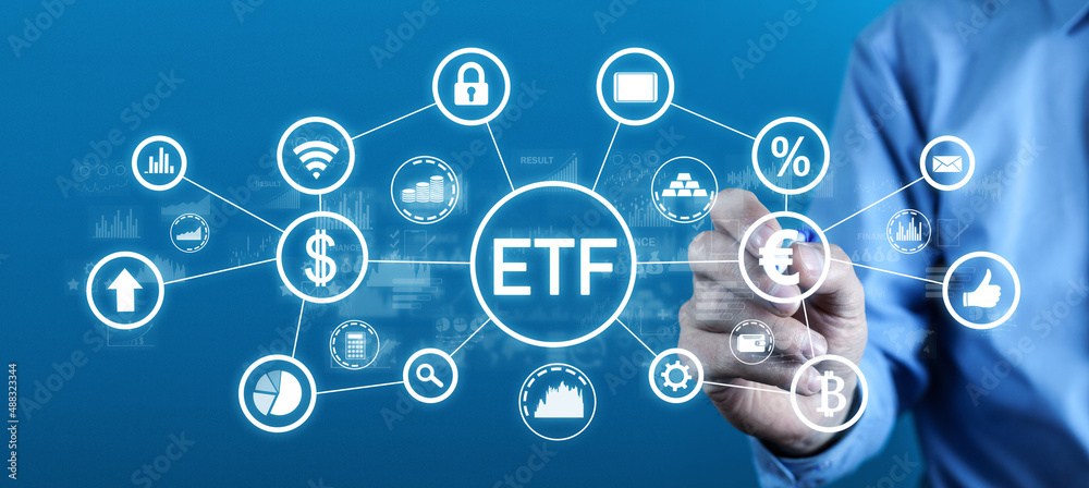 ETF-Exchange Traded Fund. Stock market trading. Finance ETF-Exchange Traded Fund. Stock market trading. Finance