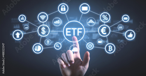 ETF-Exchange Traded Fund. Stock market trading. Finance