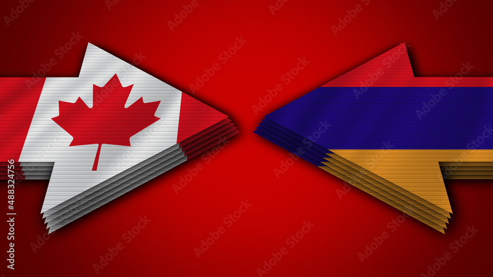 Armenia vs Canada Arrow Flags – 3D Illustration