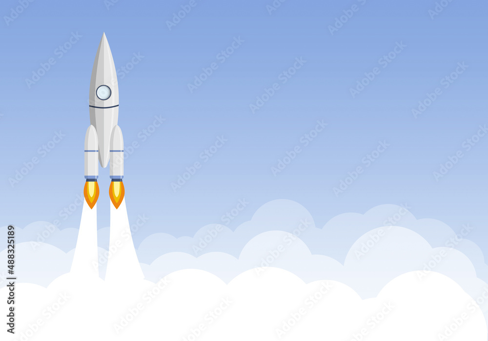 Fototapeta premium Rocket takes off into outer space