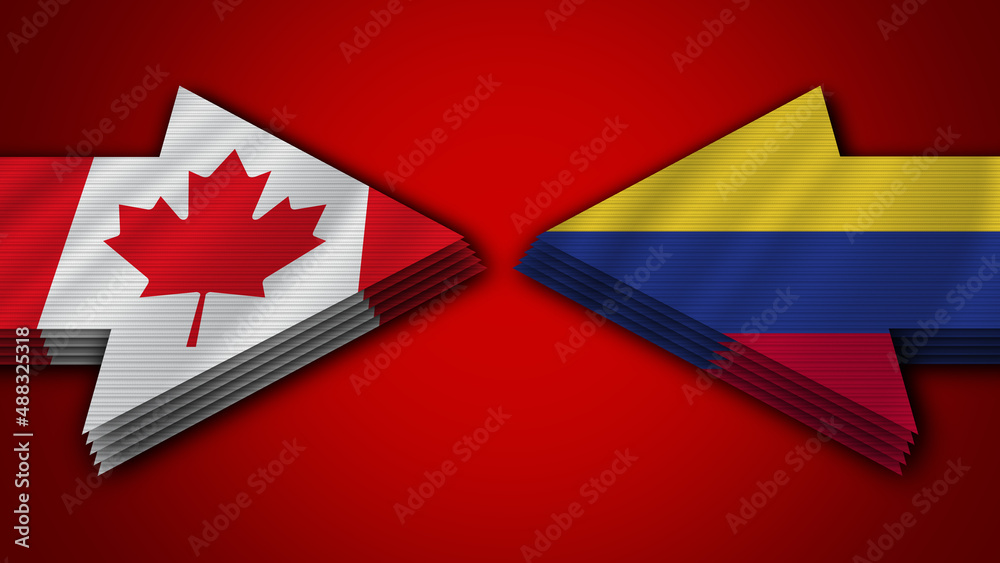 Colombia vs Canada Arrow Flags – 3D Illustration