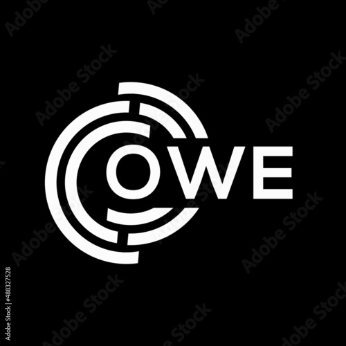 OWE letter logo design on black background. OWE creative initials letter logo concept. OWE letter design.