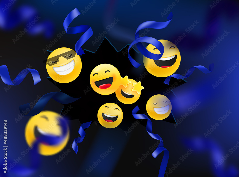 Fototapeta premium Explosion of social media emoticons. Internet reaction concept
