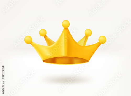 Golden royal crown. 3d vector illustration