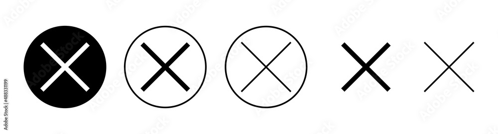 Close icons set. Delete sign and symbol. cross sign