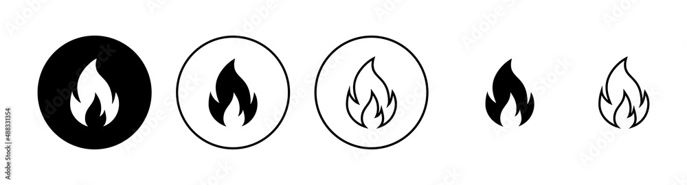Fire icons set. fire sign and symbol Fire icons set. fire sign and symbol