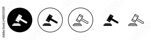 Gavel icons set. judge gavel sign and symbol. law icon. auction hammer