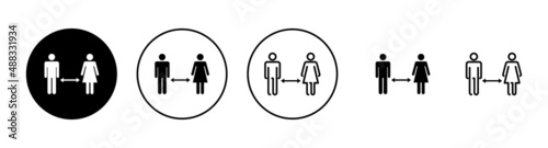 Social distancings set. social distance sign and symbol. self quarantine sign