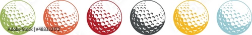 Fényképezés Set of coloured golf ball icons