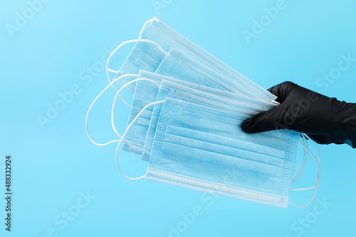 Female hand in rubber glove...