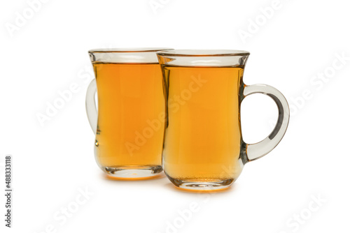 A turkish glass of tea isolated on white background.