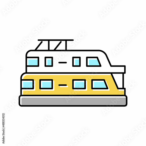 houseboat boat color icon vector illustration