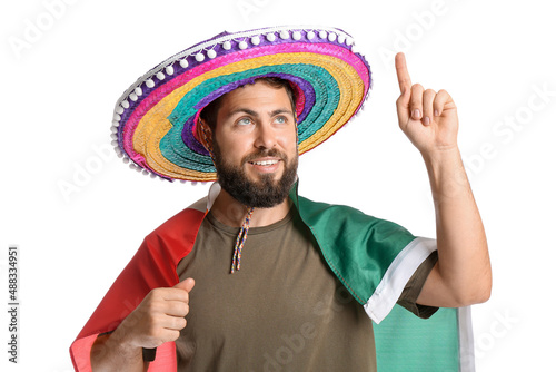 Handsome man in sombrero an...