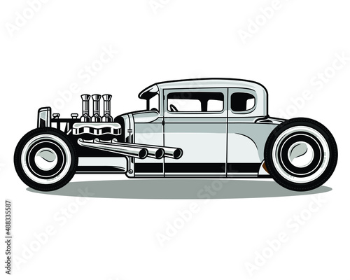 Classic car in grayscale in outline mode design illustration in vector design 6
