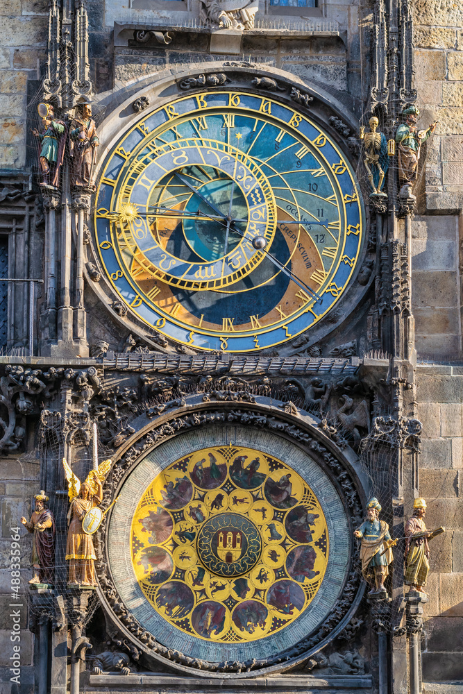 Prague Czech Republic - June 28, 2015: Prague Czech Republic, Astronomical Clock Tower at Prague old town square, Czechia