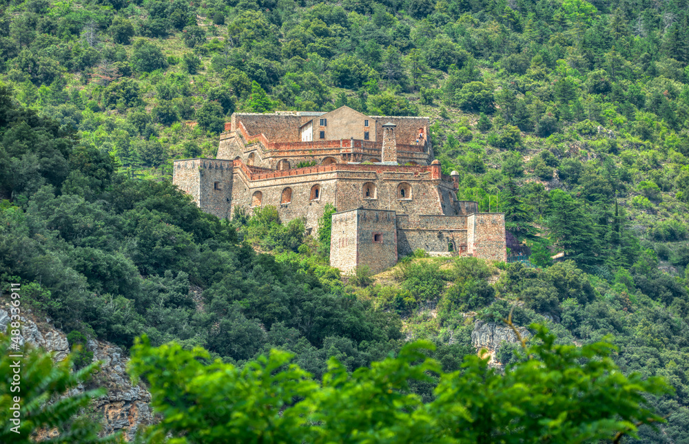 A famous landmark Fort Liberia in Villefrance-de-Conflent south of France Pyrenees Mountains