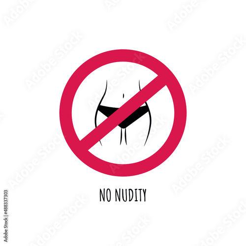 No nudity informational sign. Stop bikini. No entrance. Vector
