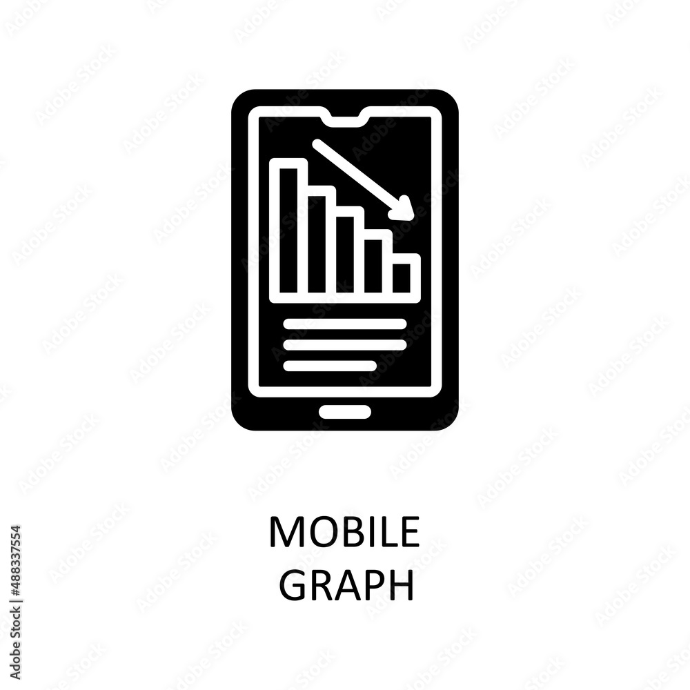 Mobile Graph Vector Solid Icon Design illustration. Banking and Payment Symbol on White background EPS 10 File Mobile Graph Vector Solid Icon Design illustration. Banking and Payment Symbol on White background EPS 10 File