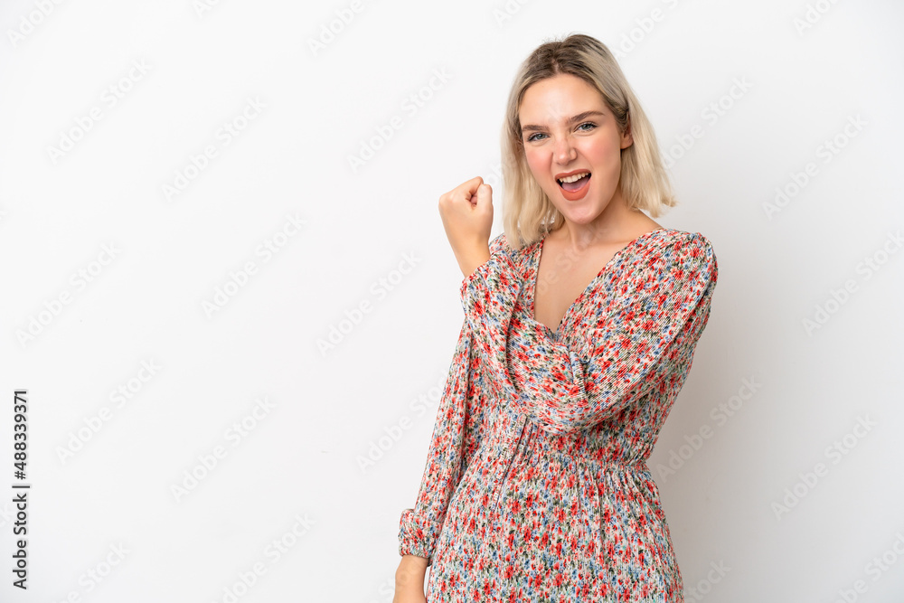 Young caucasian woman isolated on white background celebrating a victory Young caucasian woman isolated on white background celebrating a victory