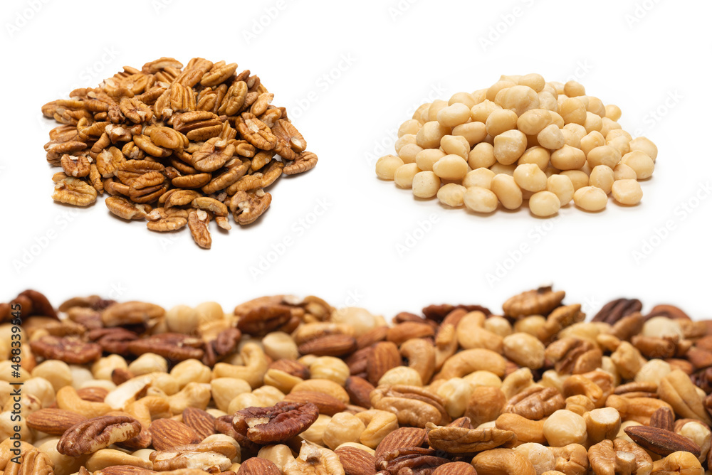 Pecan-nut isolated on white background. Pecan-nut isolated on white background.