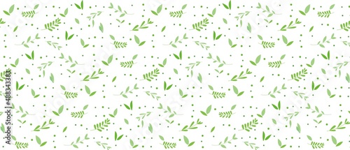 Green leaves Pattern, leaves pattern for spring background, eco design and botanical wallpaper. Vector illustration.