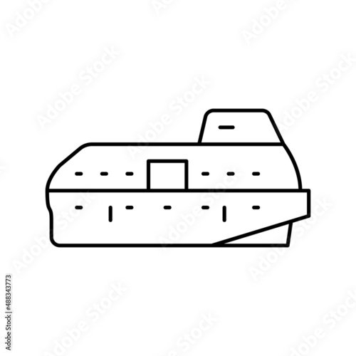 lifeboat boat line icon vector illustration