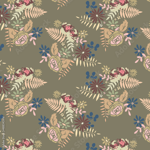 Vintage floral seamless pattern