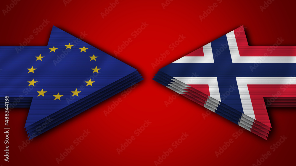 Norway vs European Union Arrow Flags – 3D Illustration