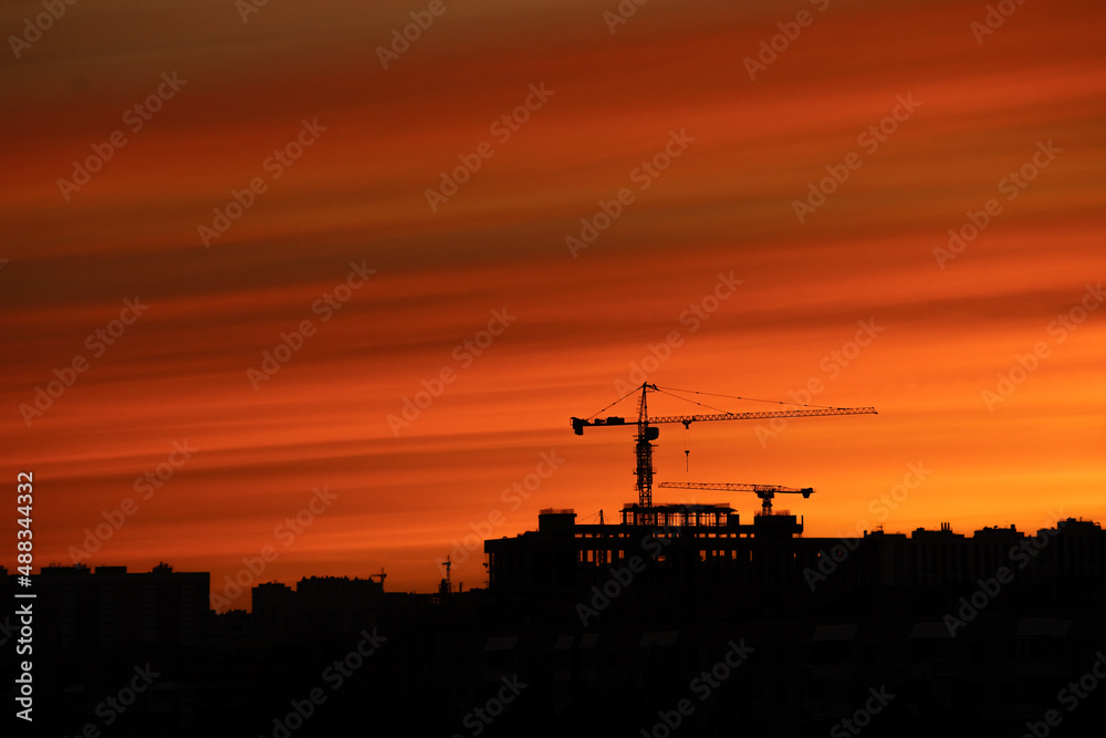 Construction site at the sunset Construction site at the sunset