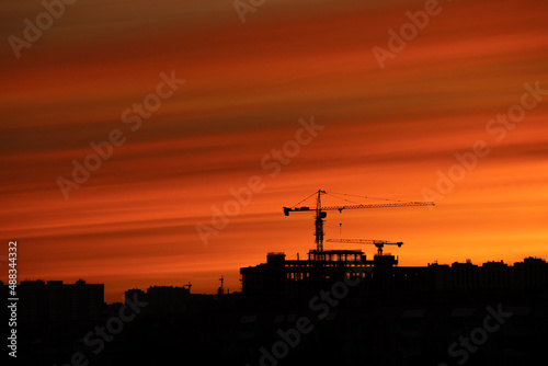 Construction site at the sunset