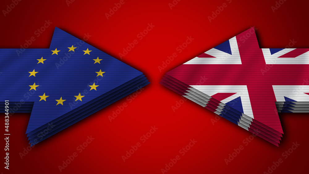 United Kingdom vs European Union Arrow Flags – 3D Illustration